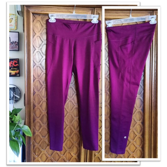 C9 Champion 7/8 Crop High-Waisted Sculpt Leggings w Pockets - Burgundy, Size S - Picture 16 of 16